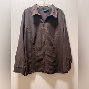 Sonoma Smart Casual Versatile Full Zip Over-Shirt, Woman's Sz 2X, Faux Suede